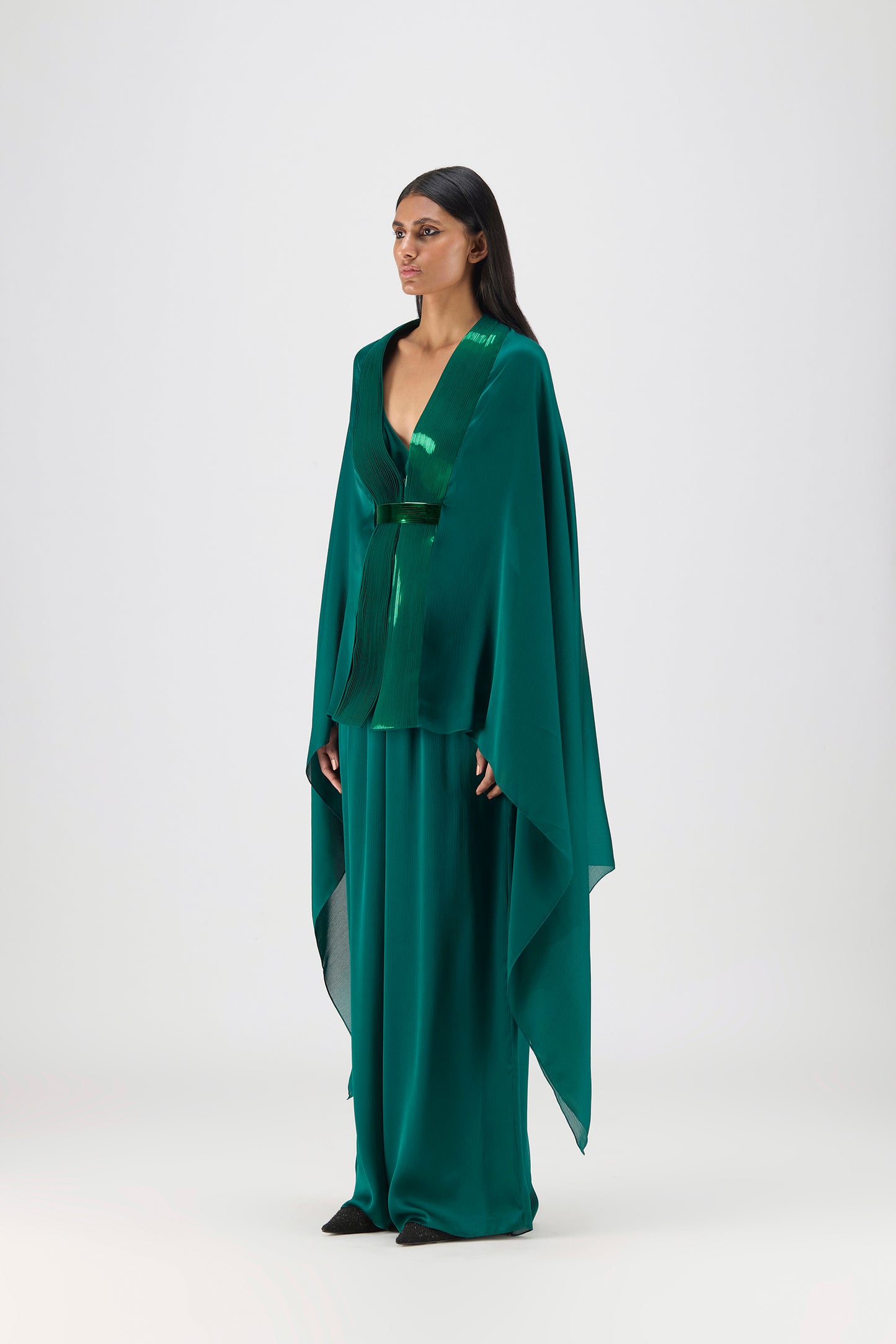 Metallic Structured Cape Set