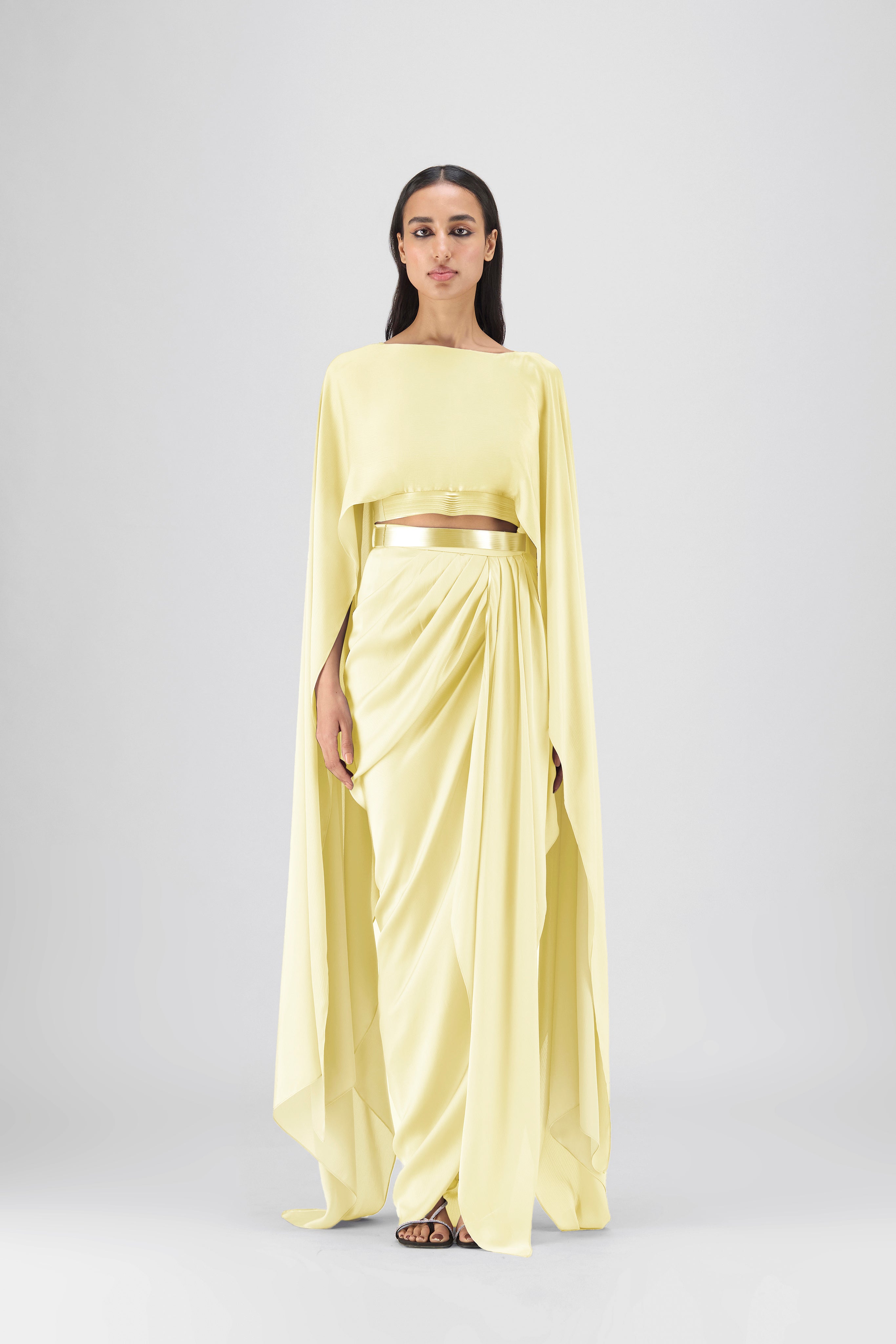 Metallic Fluid Cape And Skirt