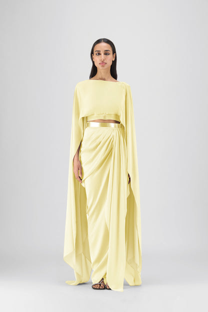 Metallic Fluid Cape And Skirt