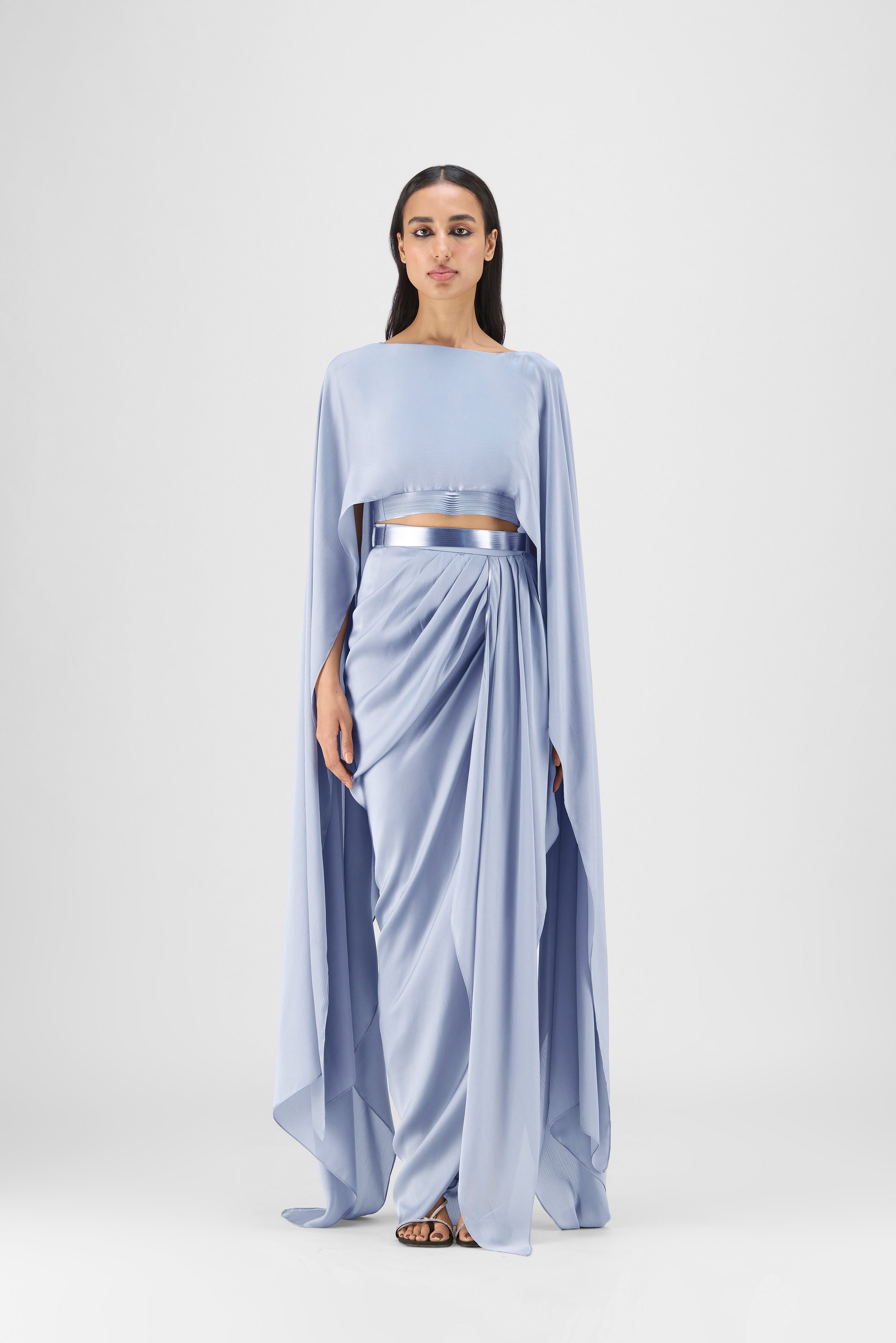 Metallic Fluid Cape And Skirt