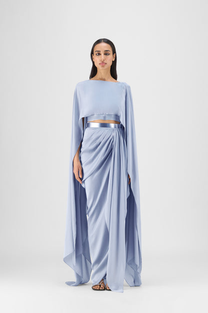 Metallic Fluid Cape And Skirt