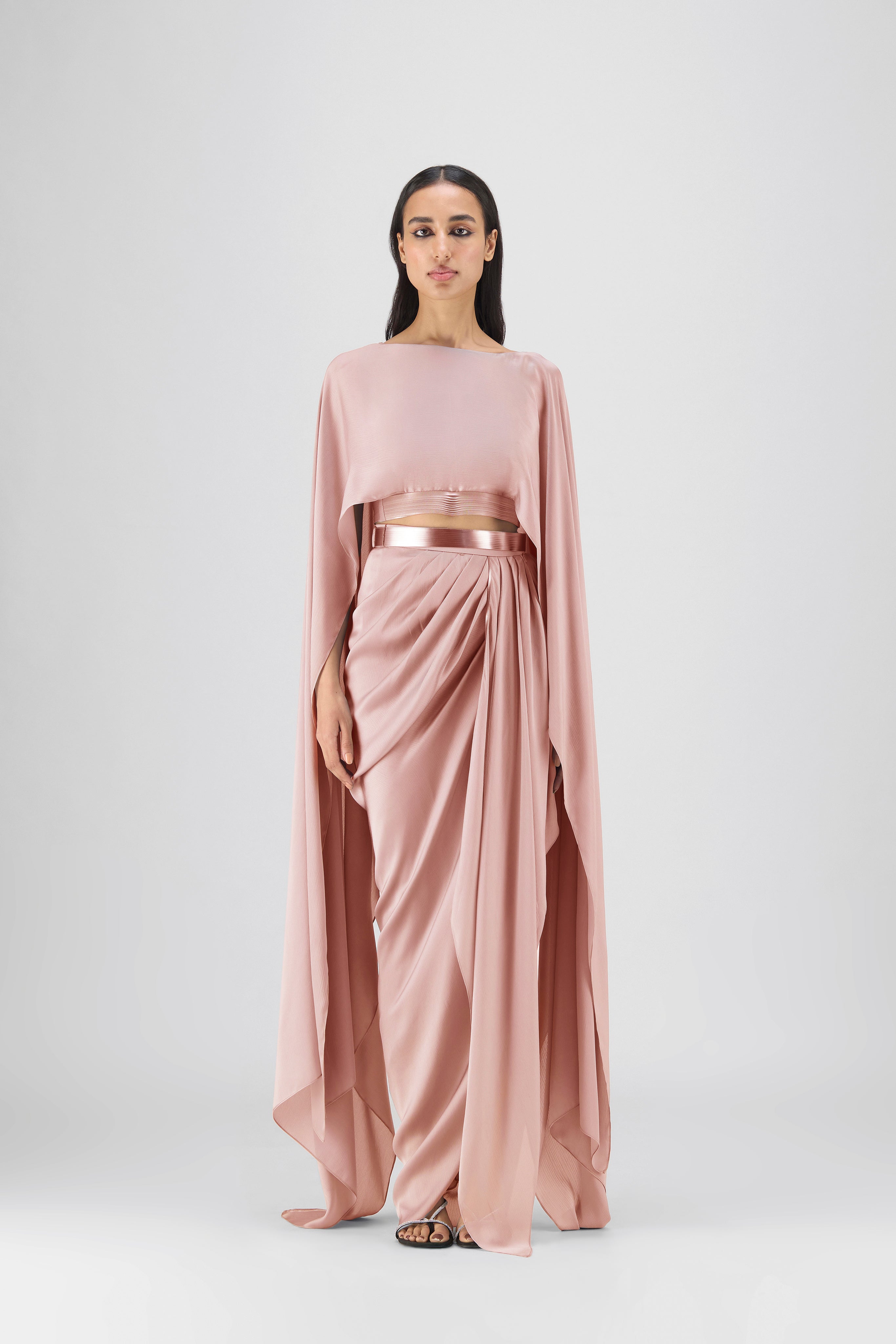 Metallic Fluid Cape And Skirt