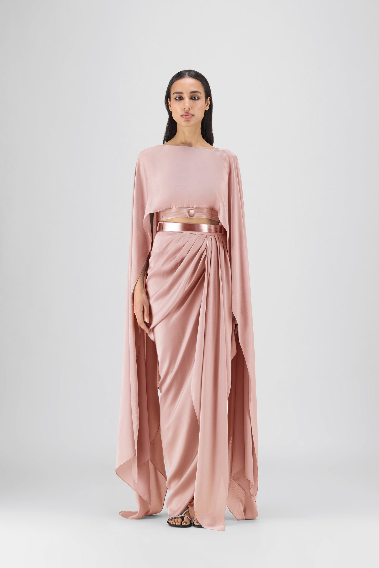 Metallic Fluid Cape And Skirt