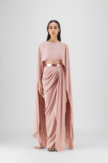 Metallic Fluid Cape And Skirt
