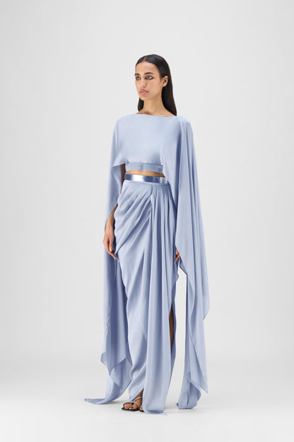 Metallic Fluid Cape And Skirt