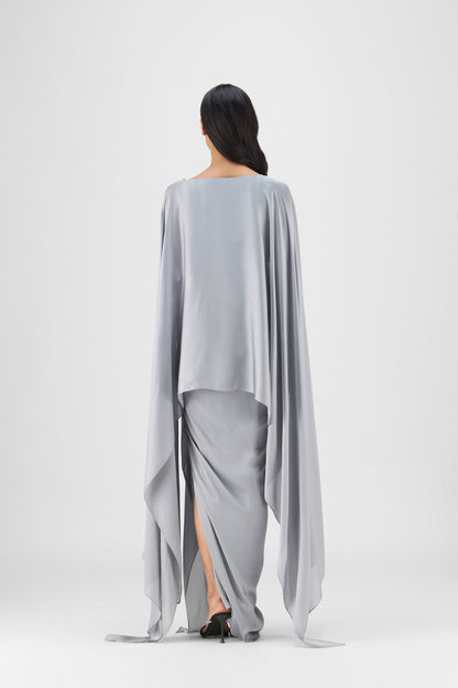METALLIC FLUID CAPE AND SKIRT