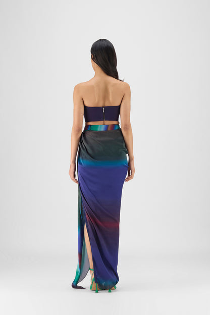 Metallic Watercolor Bustier With Skirt