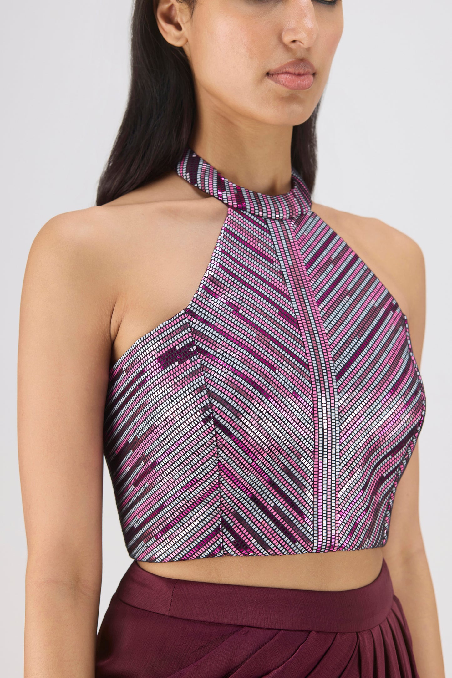 Woven Metallic Bustier And Skirt