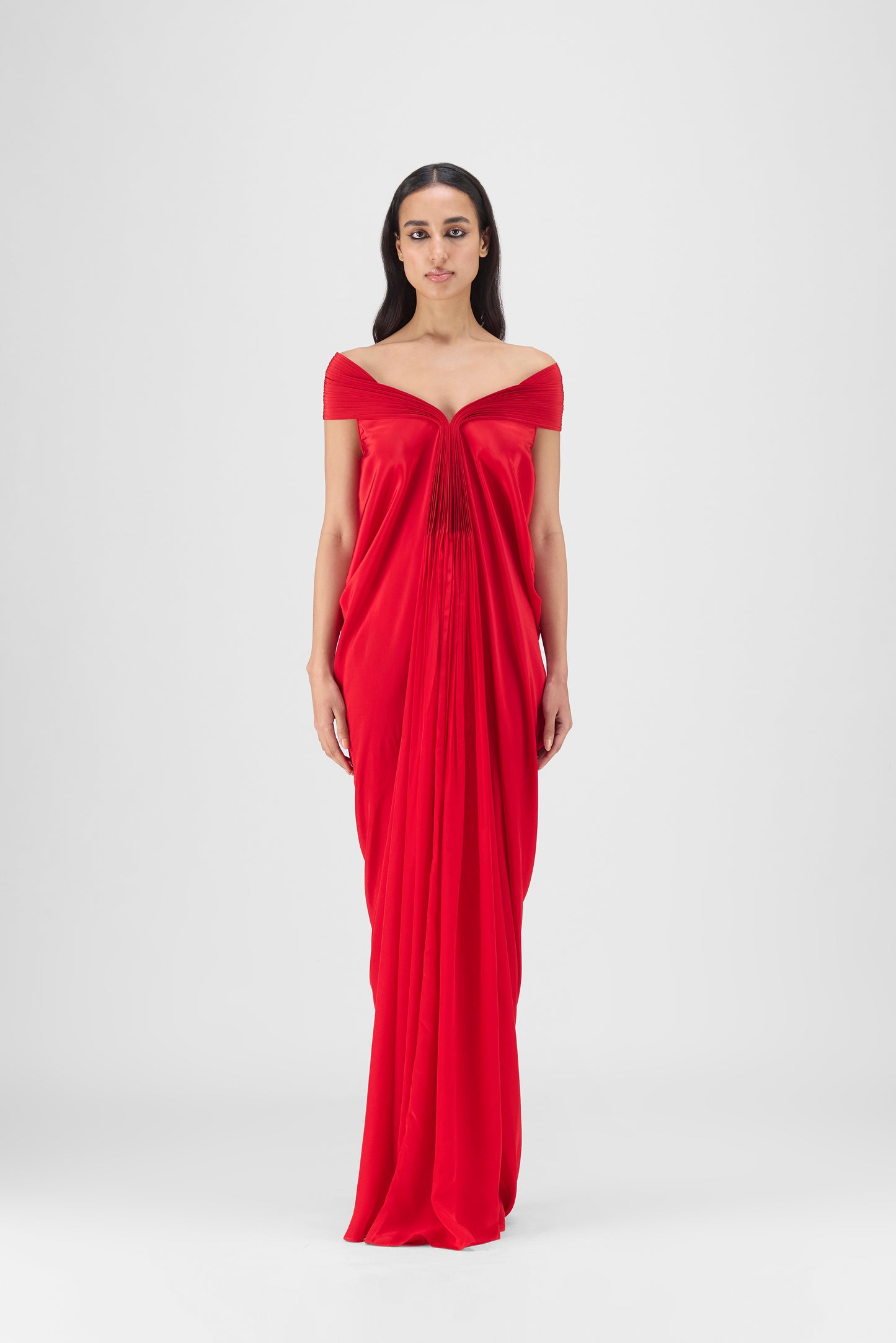 Pleated Cowl Dress
