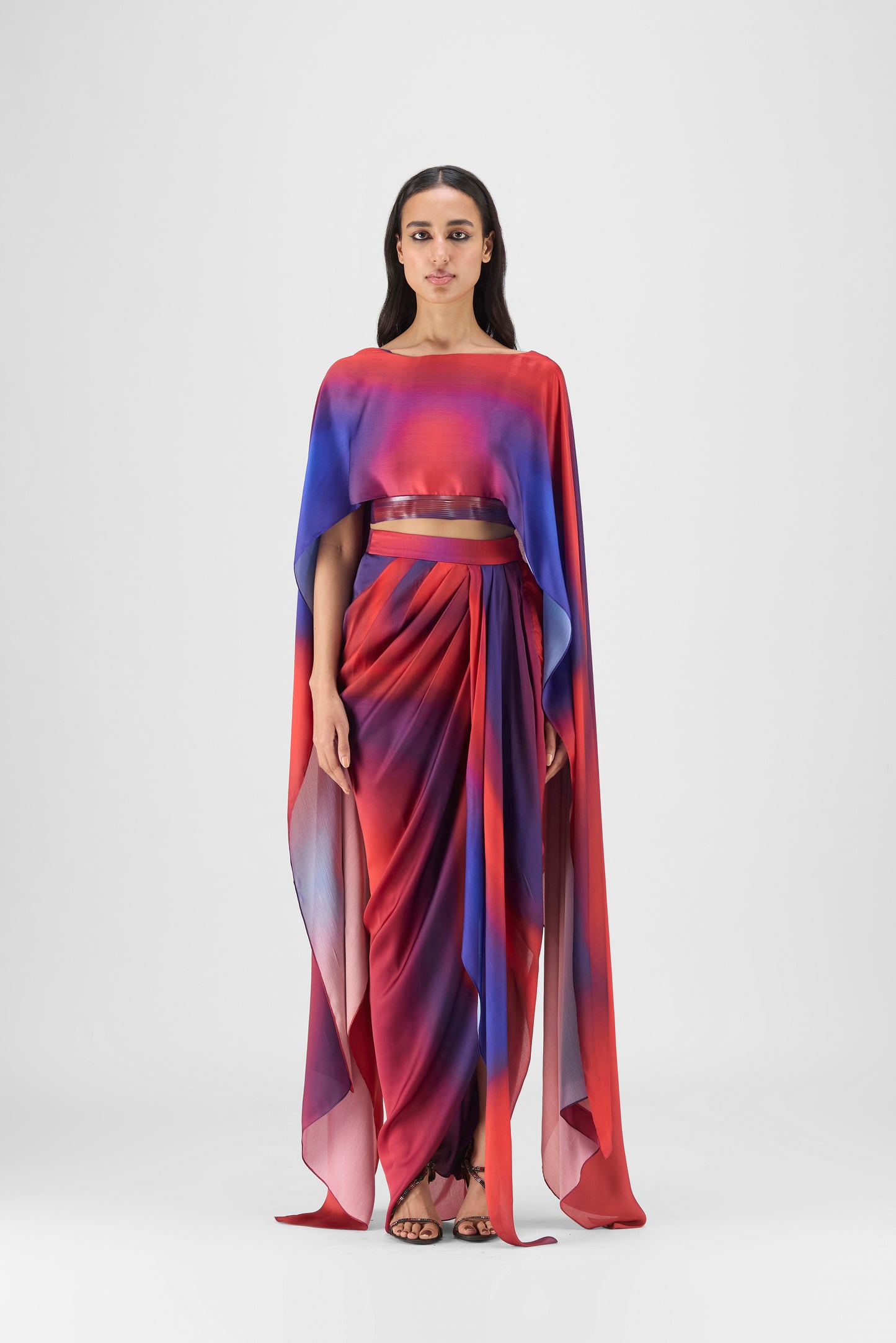 Metallic Watercolor Cape And Skirt
