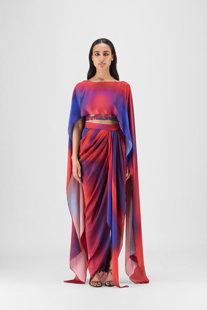 Metallic Watercolor Cape And Skirt