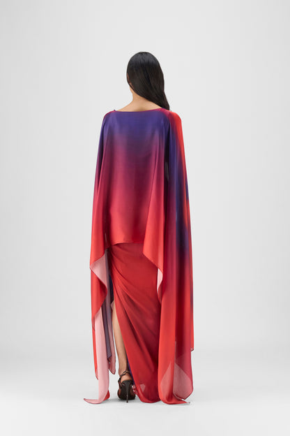 Metallic Watercolor Cape And Skirt