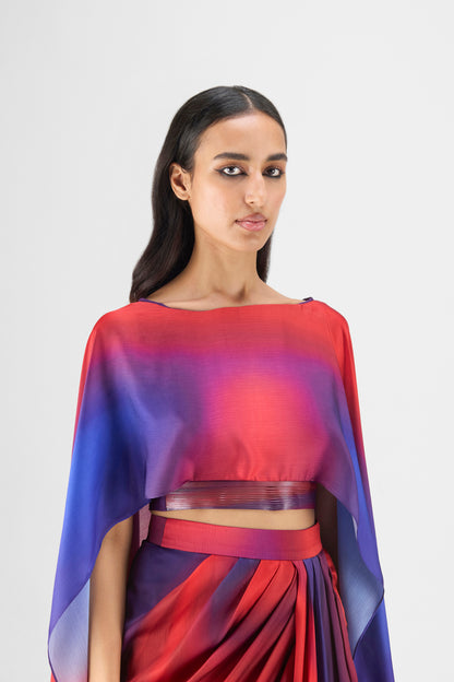 Metallic Watercolor Cape And Skirt