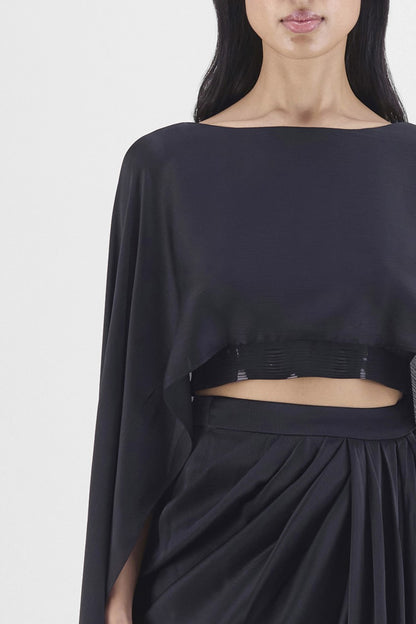 METALLIC FLUID CAPE AND SKIRT