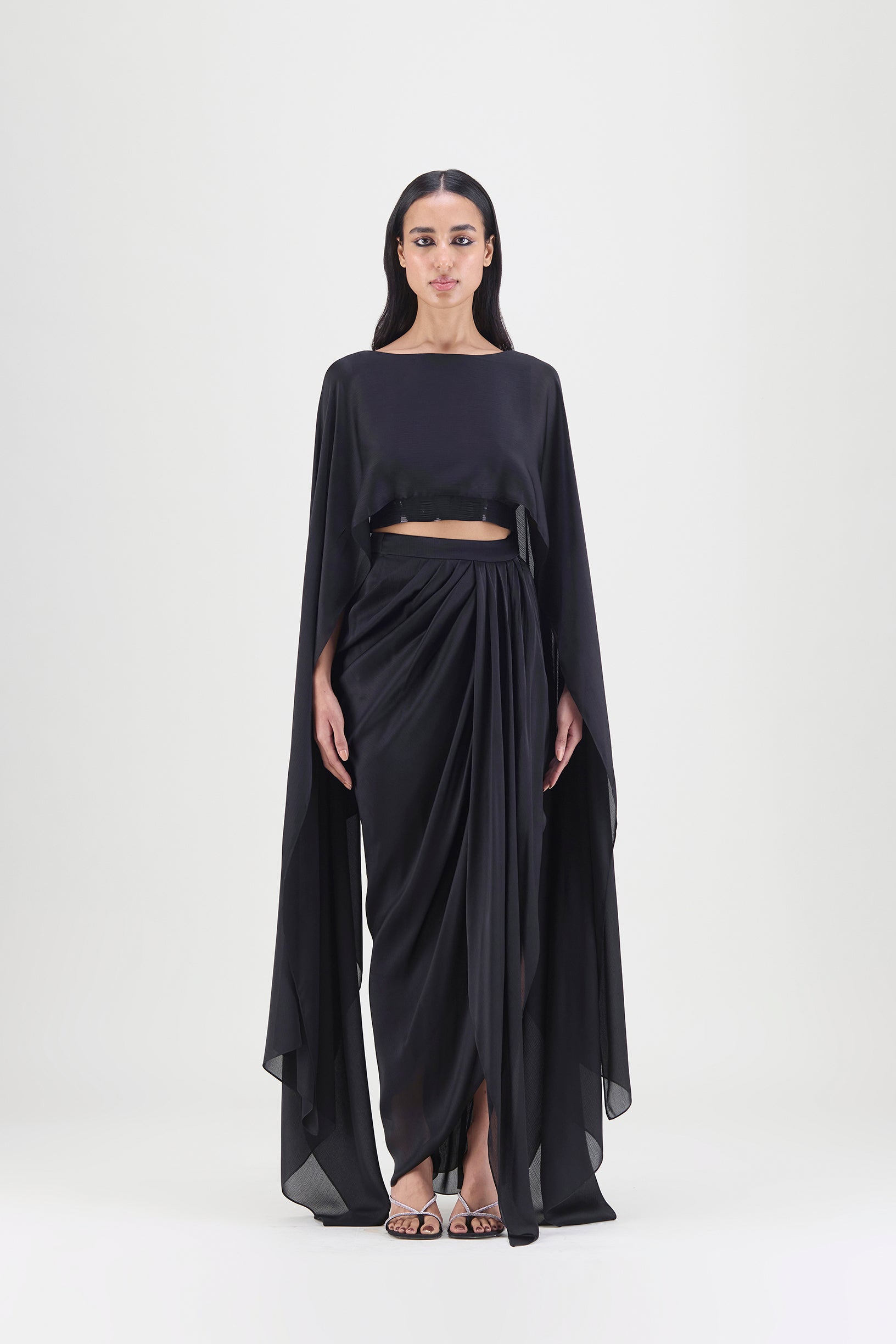 Metallic Fluid Cape And Skirt
