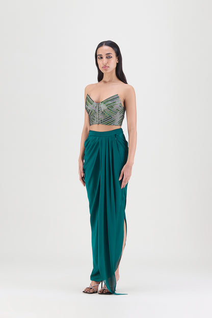 Woven Metallic Bustier And Skirt