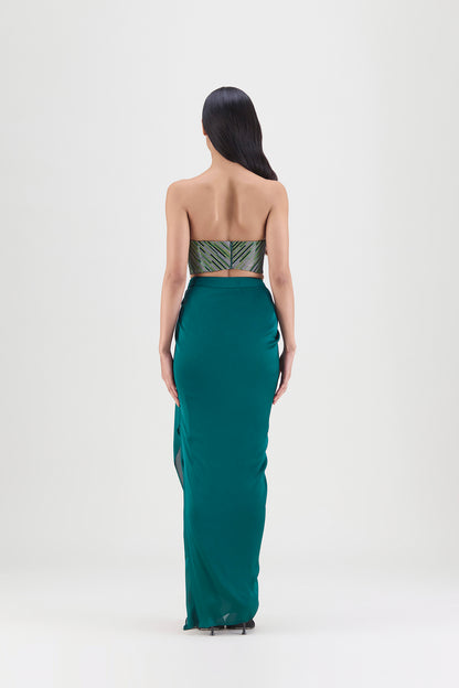 Woven Metallic Bustier And Skirt