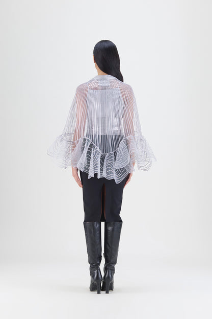 Metallic Corded Ruffle Cape