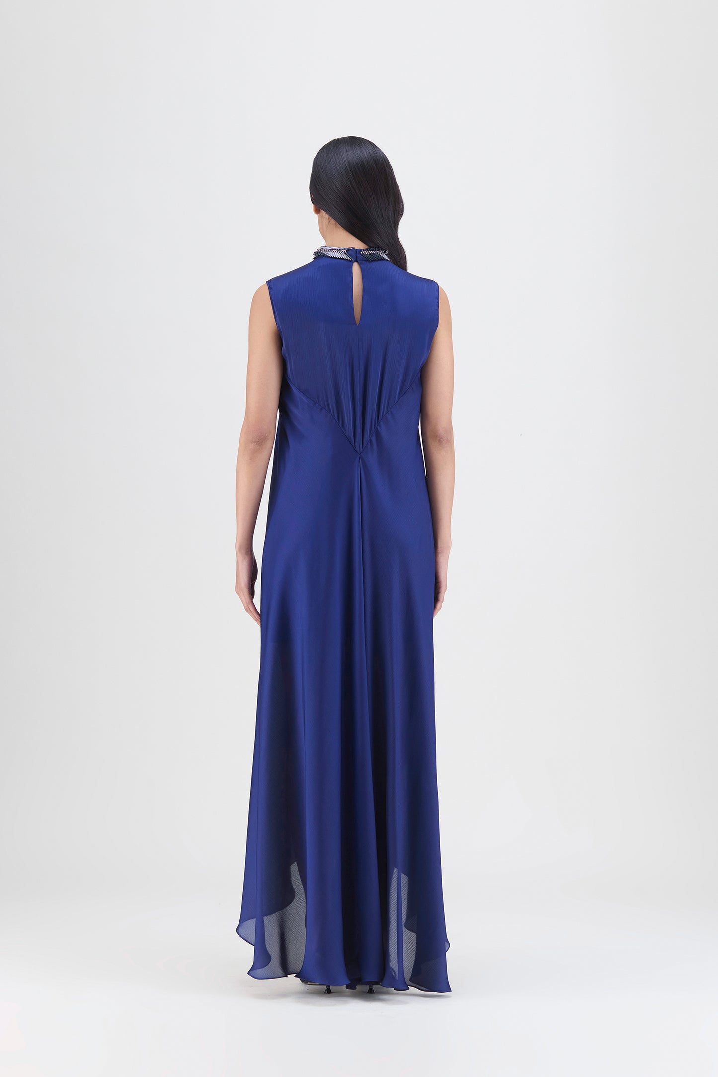Metallic Paneled Dress With Beads