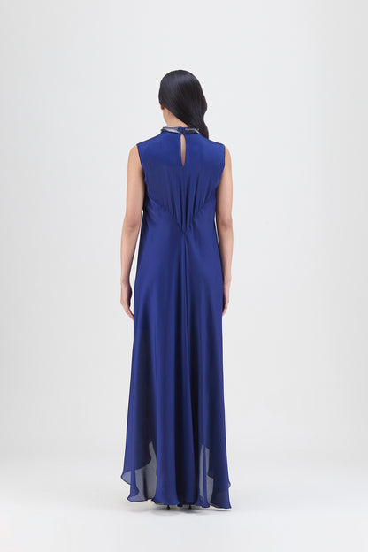Metallic Paneled Dress With Beads