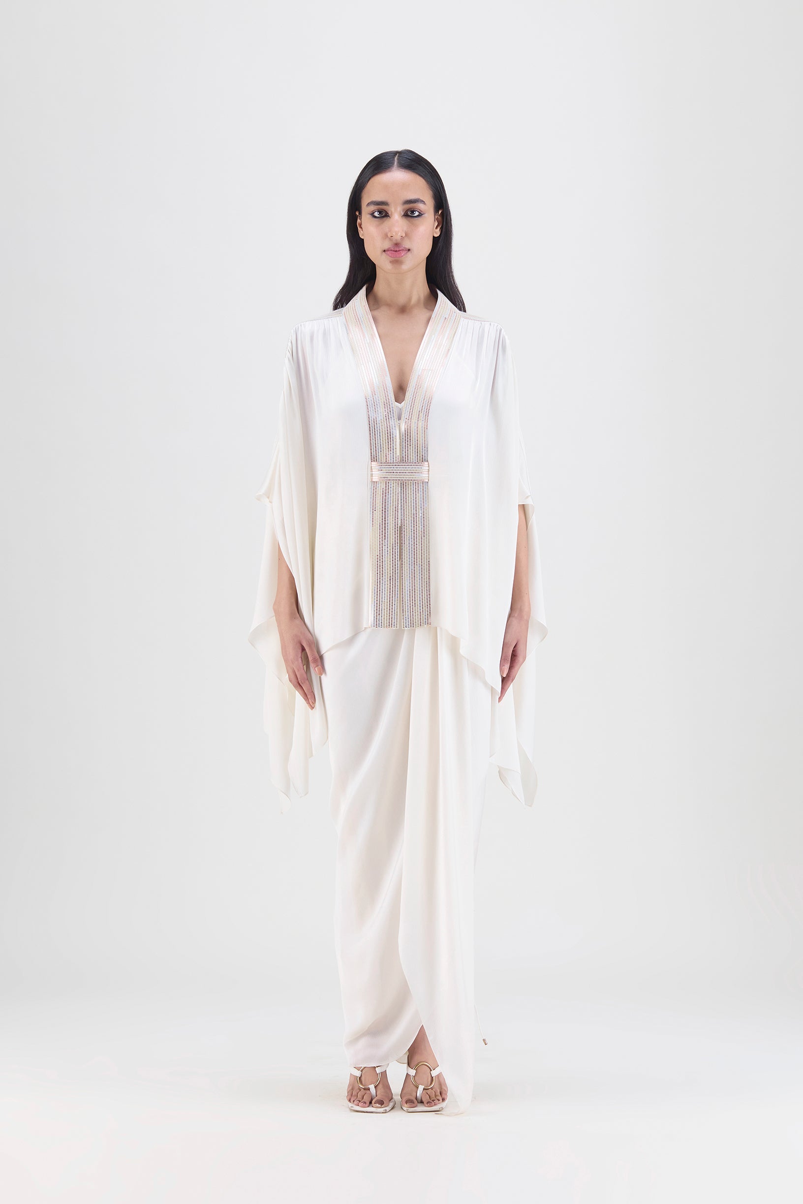 Metallic Structured Cape Set