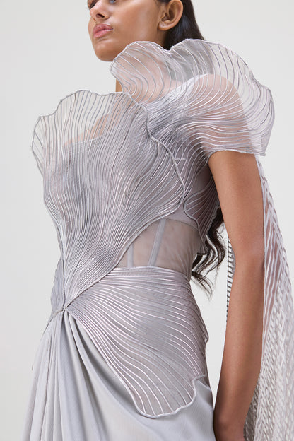 Corded Coral Saree