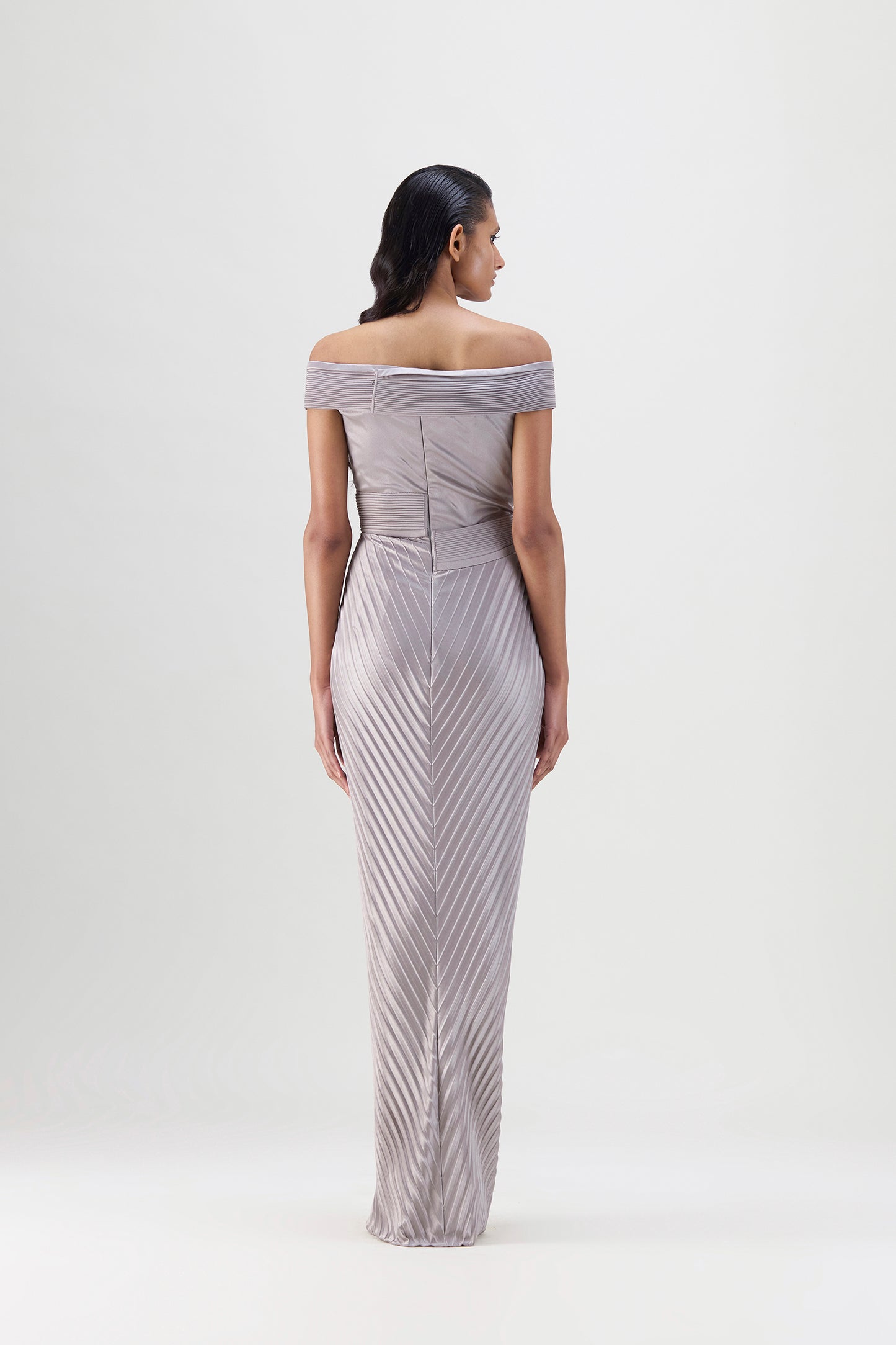 Structured Plissé Gown