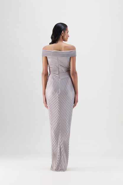 Structured Plissé Gown