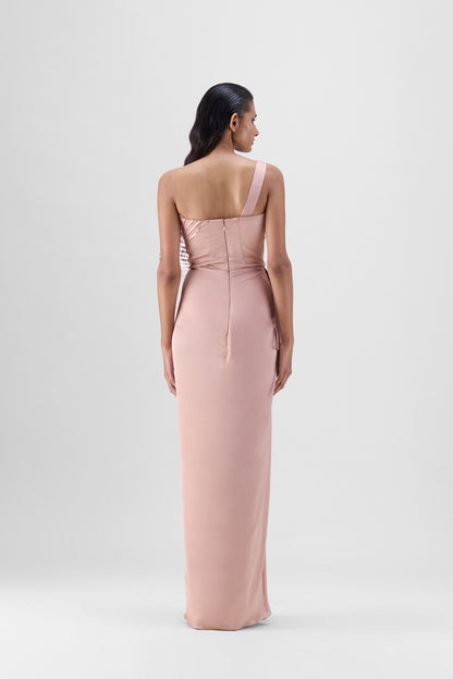 Metallic Sun Ray Draped Gown