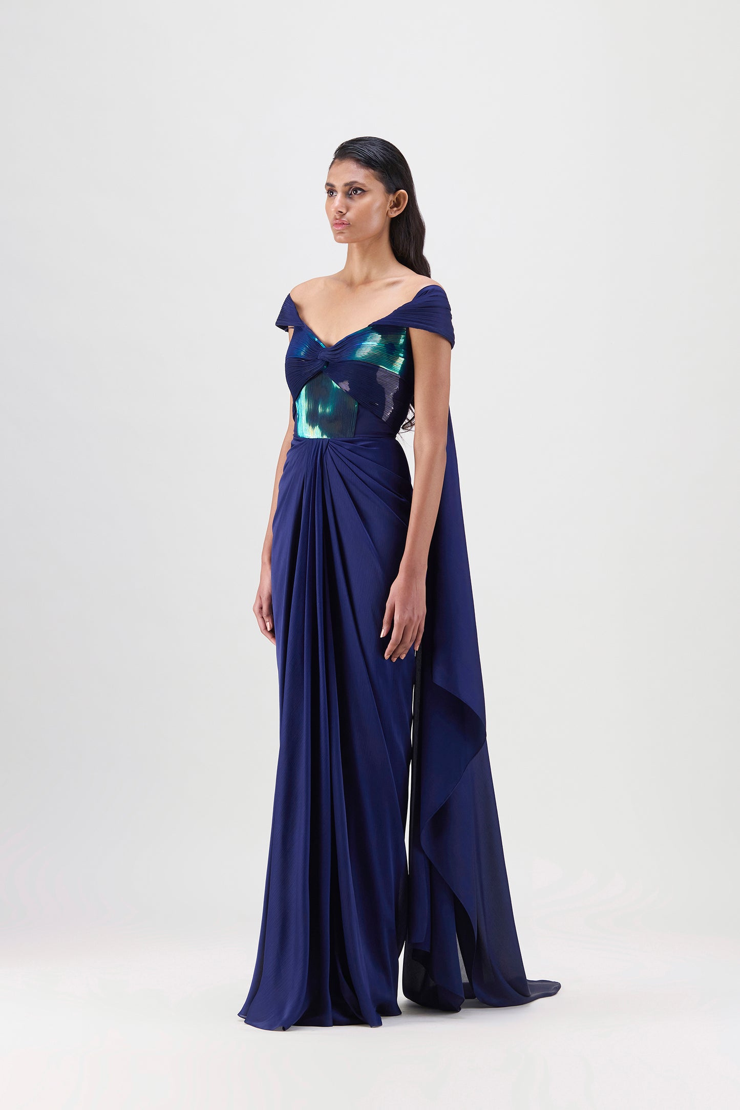 Metallic Micro Pleated Structured Saree