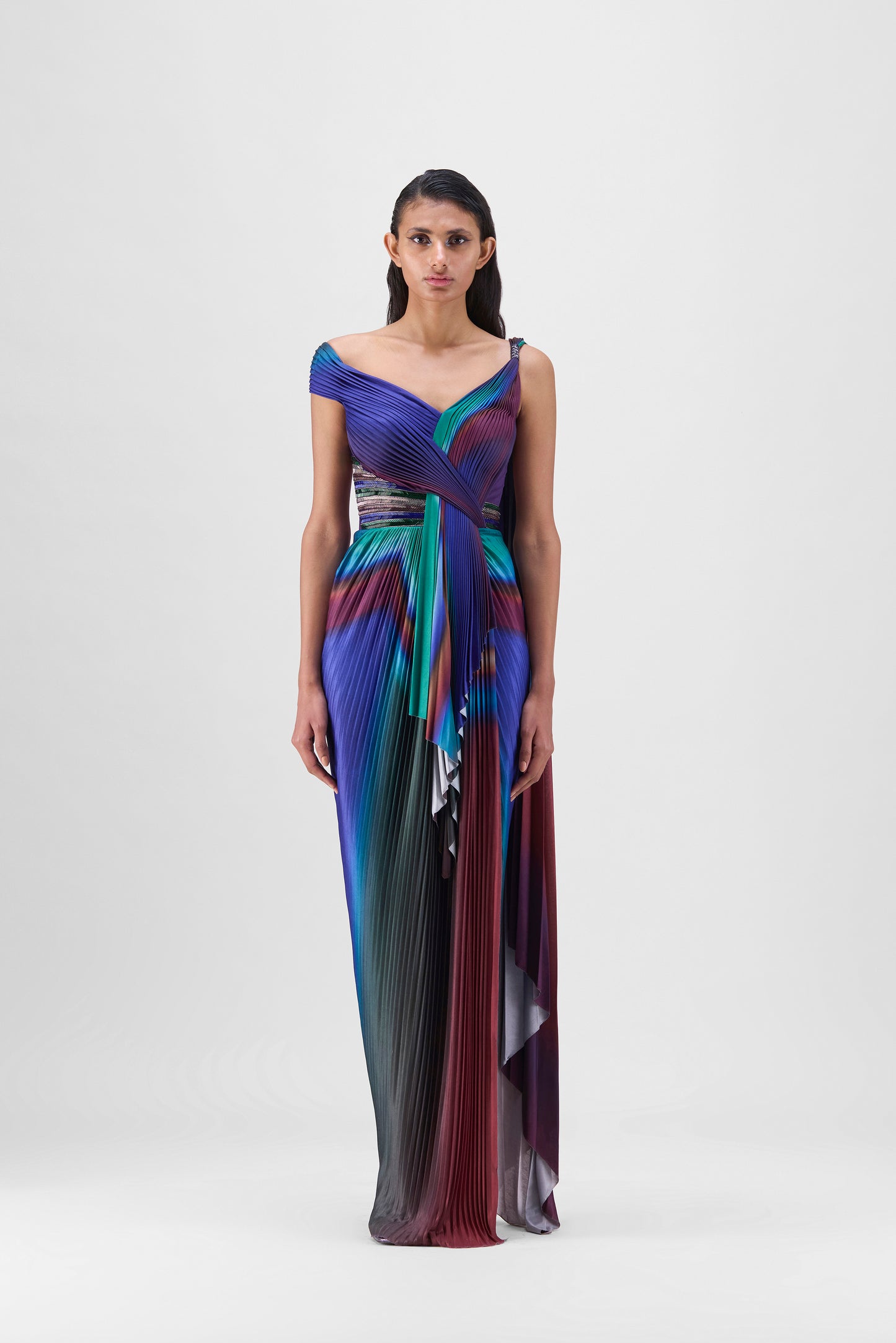 METALLIC WATERCOLOR  PLISSÉ SAREE