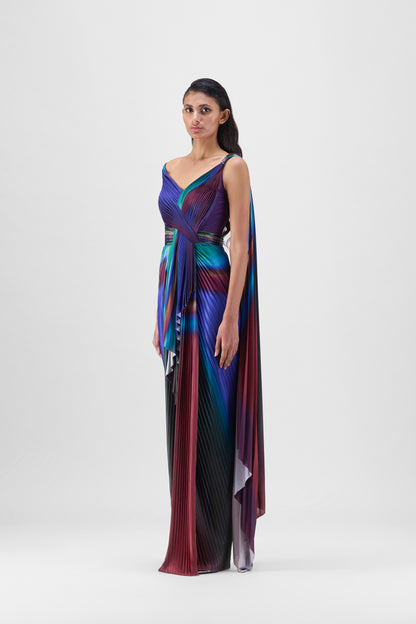 METALLIC WATERCOLOR  PLISSÉ SAREE
