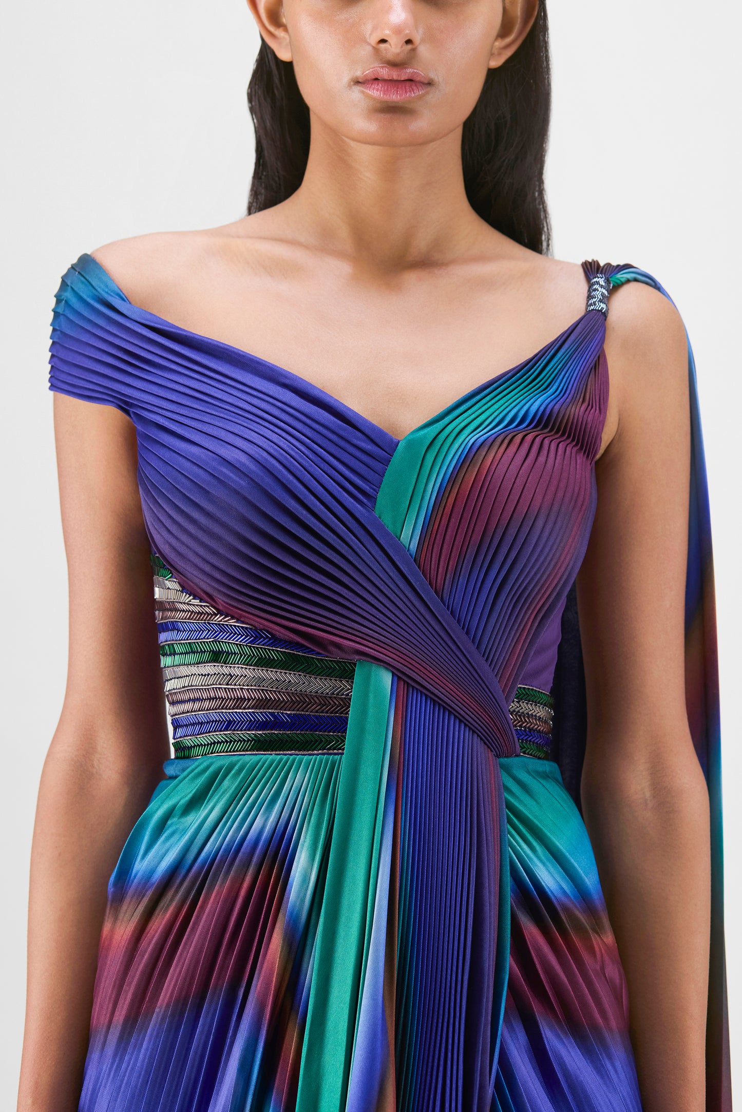 METALLIC WATERCOLOR  PLISSÉ SAREE
