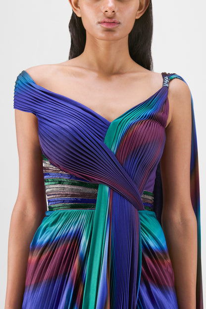 METALLIC WATERCOLOR  PLISSÉ SAREE