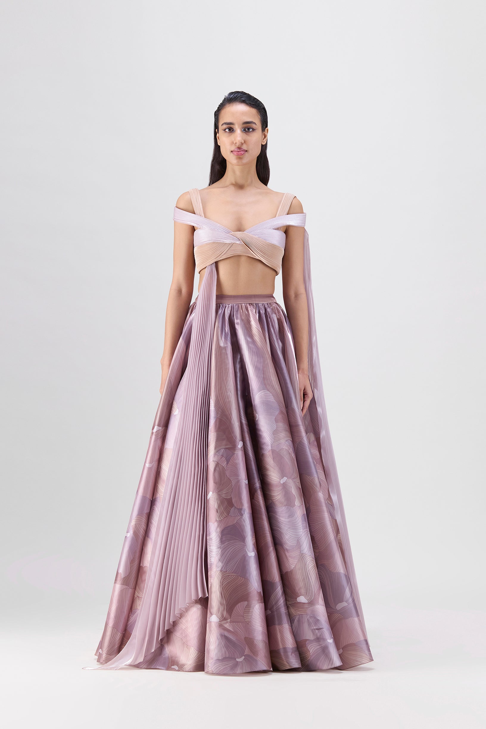 Structured Top And Coral Skirt