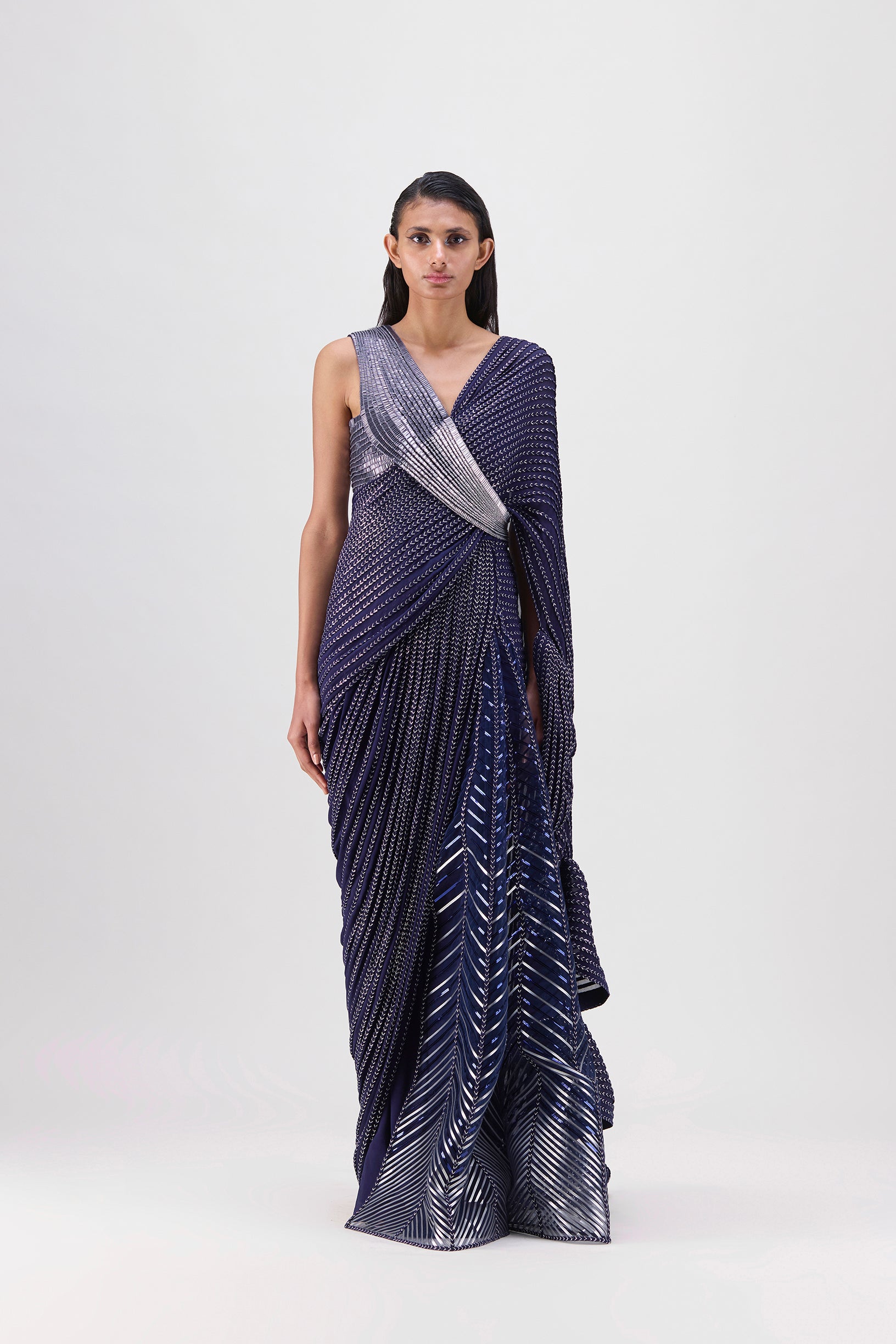 Metallic Gown With Ruffles