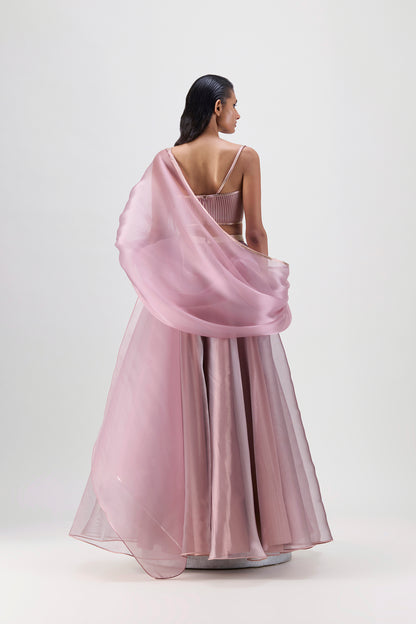 Fluid Mesh Cape And Skirt With Corded Bustier
