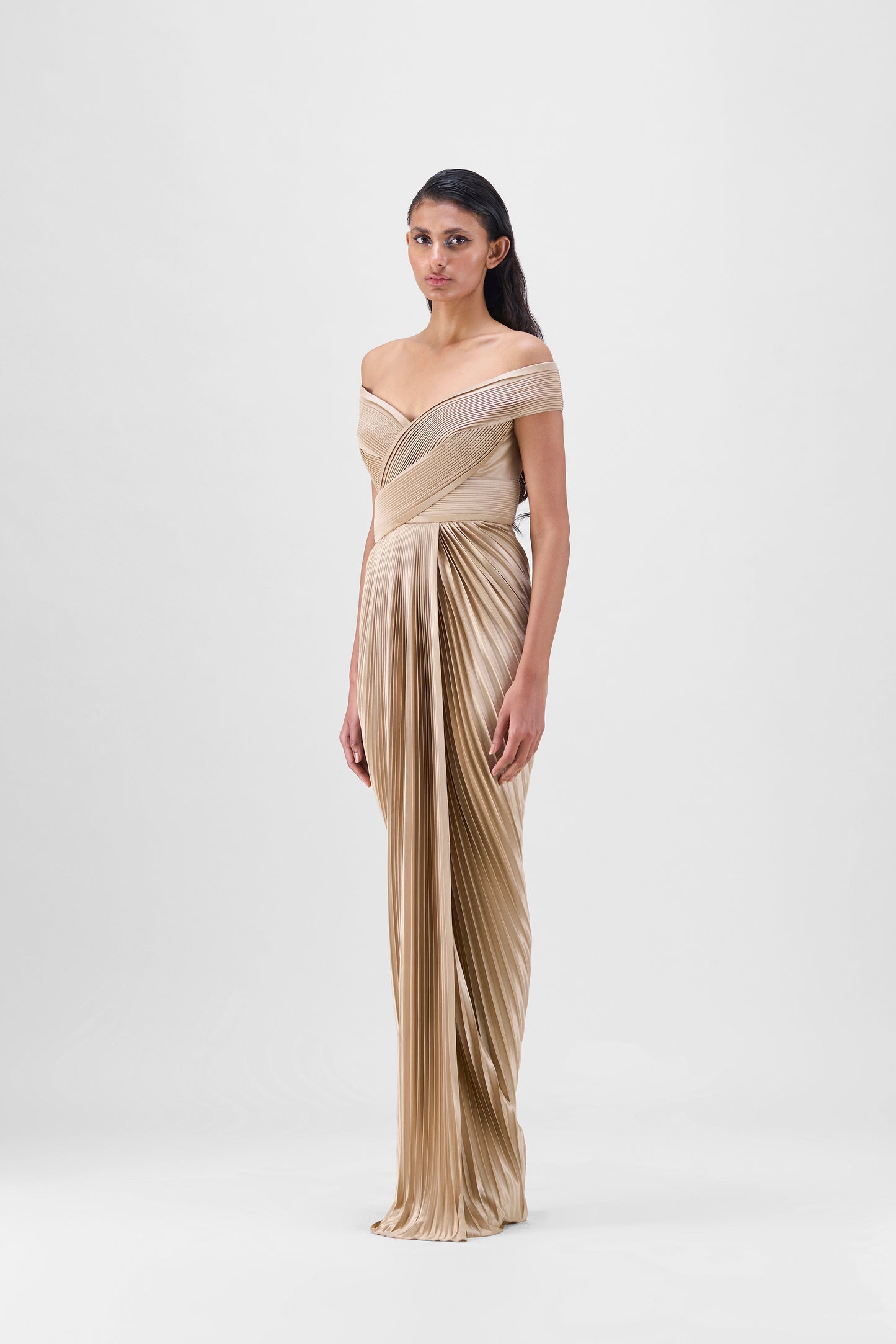 Structured Plissé Gown