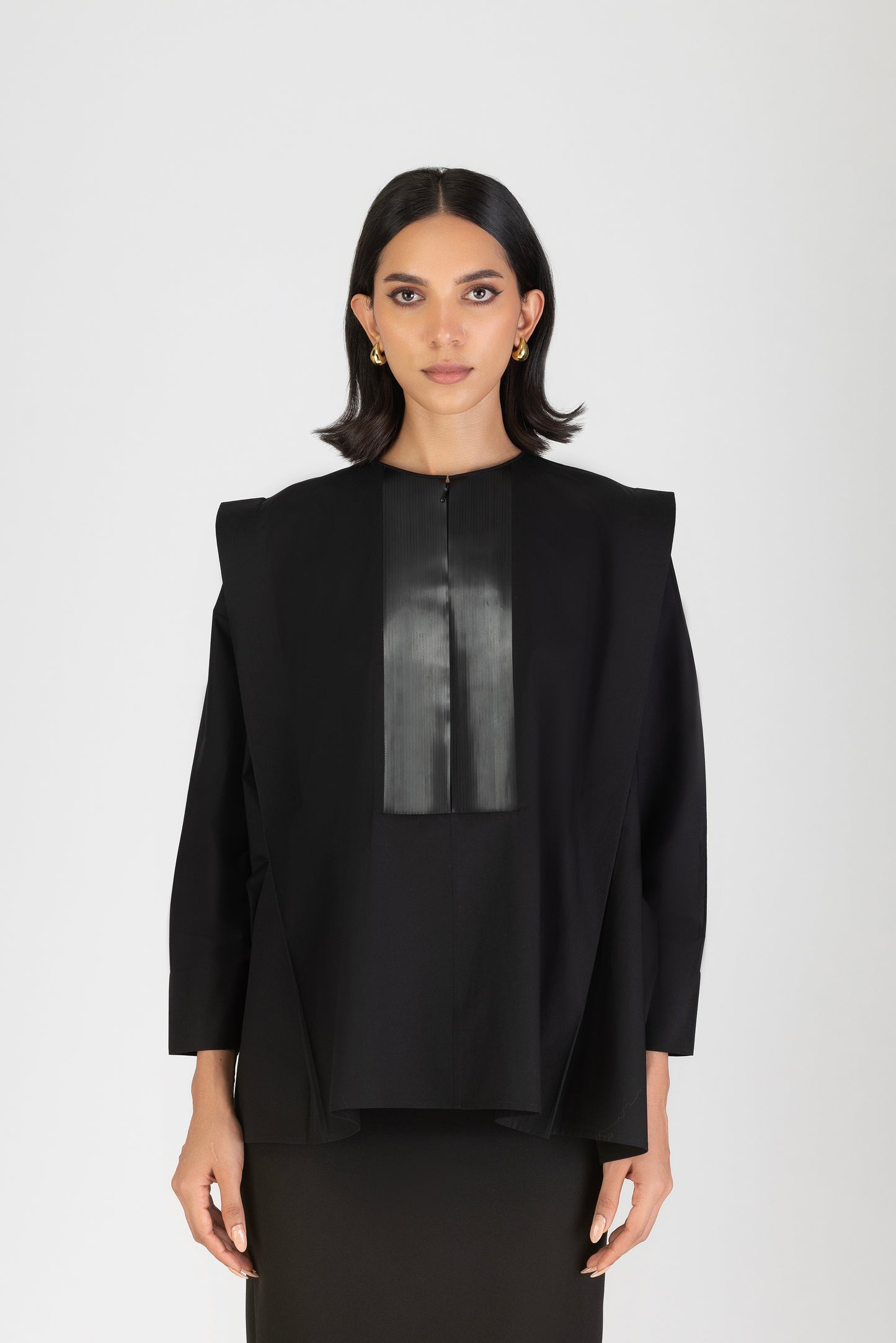 Metallic Power Shoulder Shirt