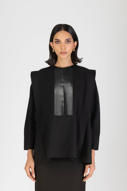 Metallic Power Shoulder Shirt