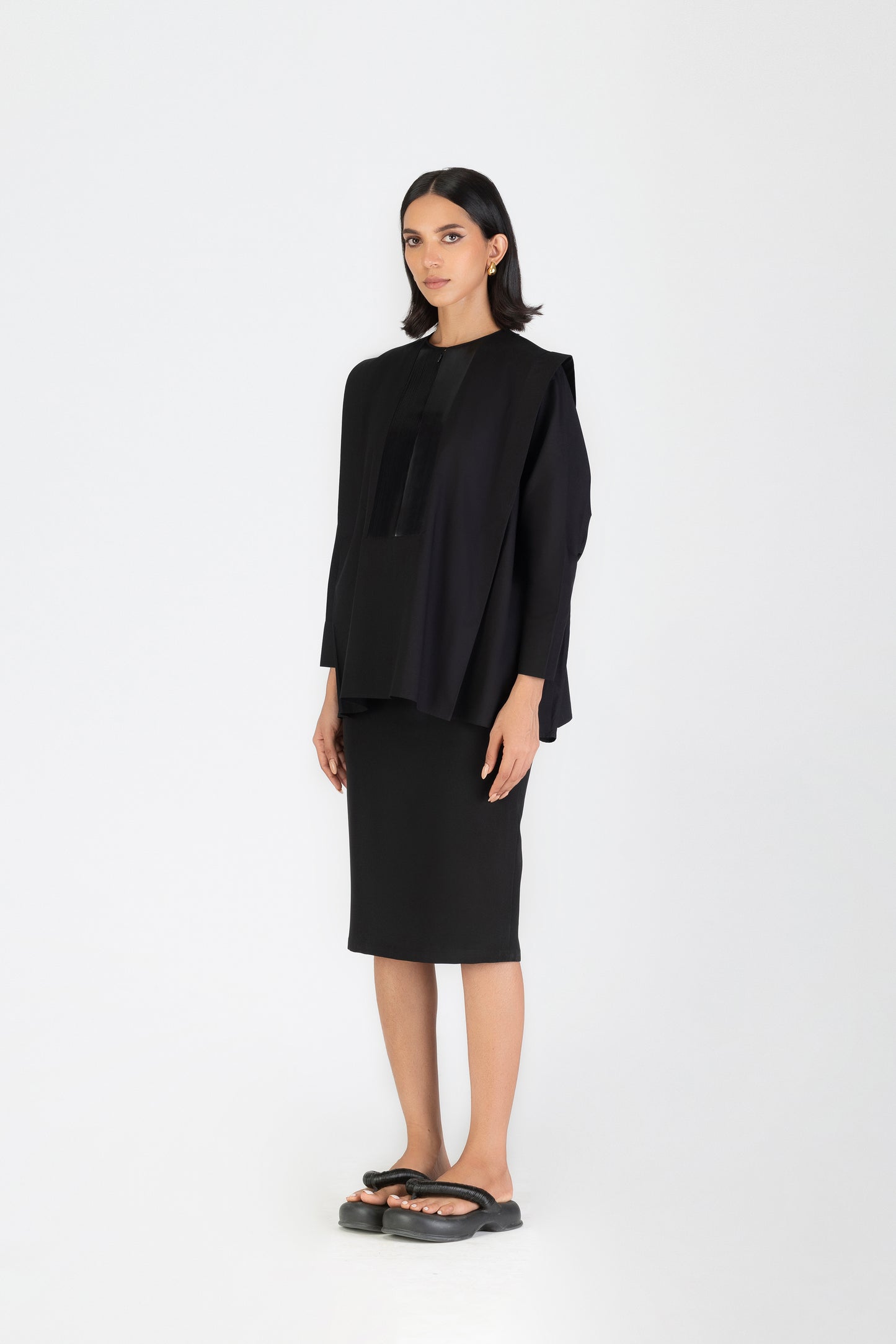Metallic Power Shoulder Shirt