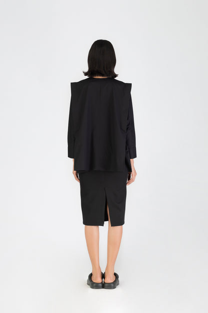 Metallic Power Shoulder Shirt