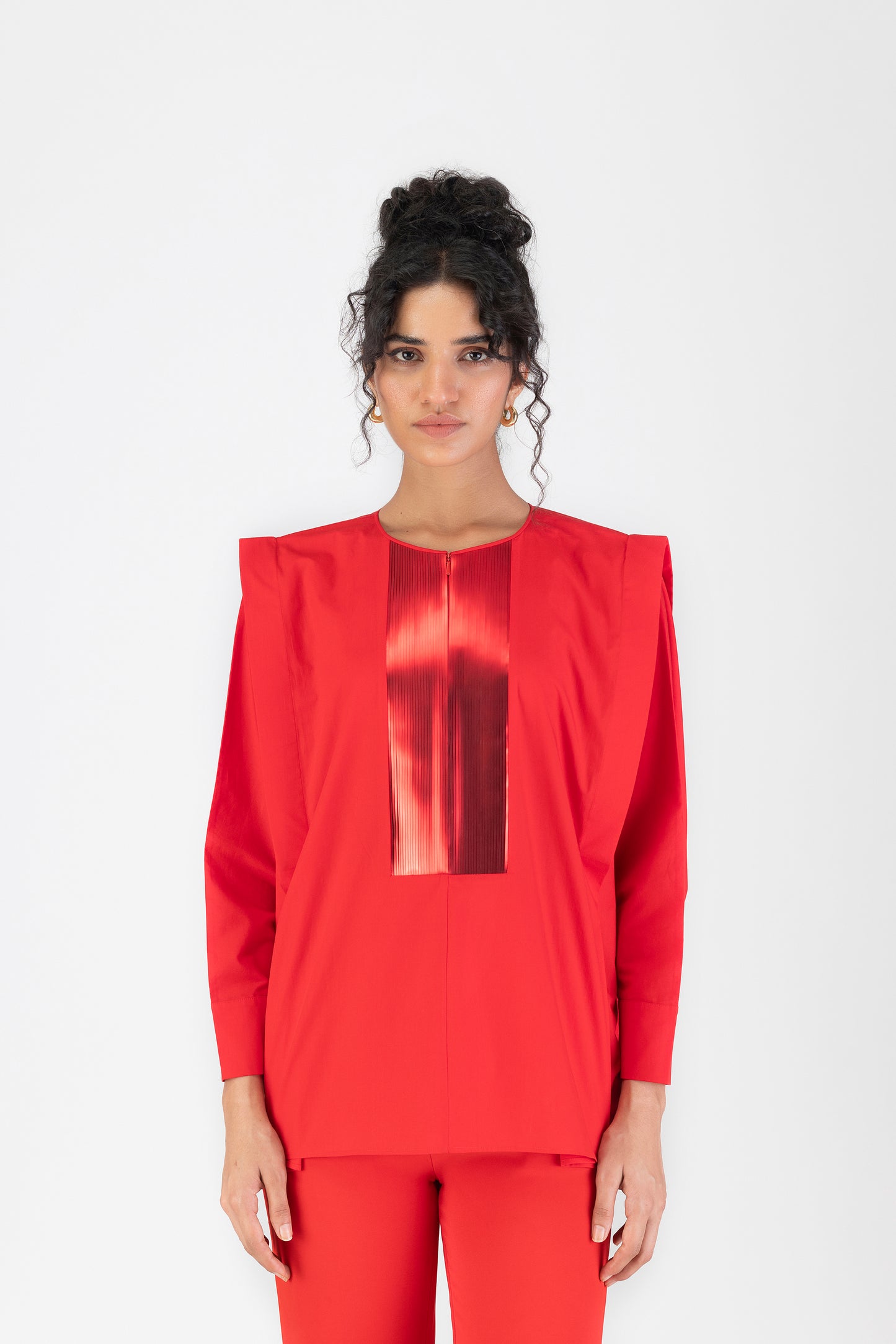 Metallic Power Shoulder Shirt