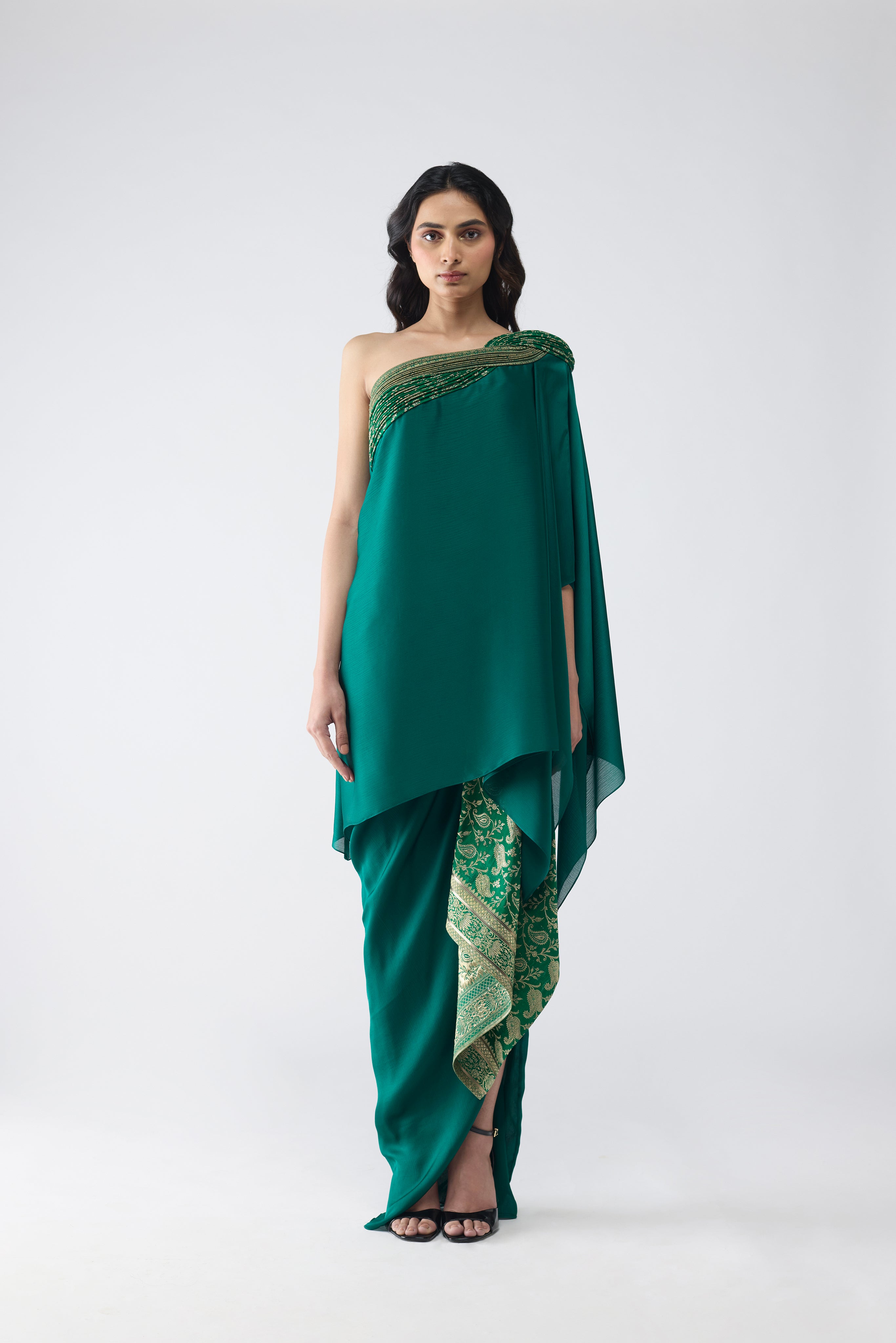 Banarsi Off-Shoulder Cape Set