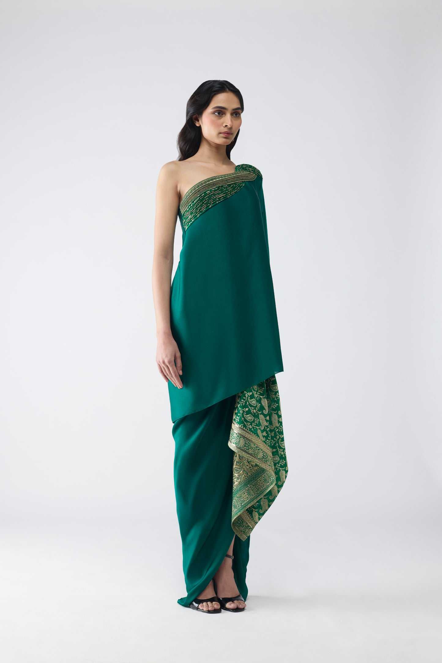 Banarsi Off-Shoulder Cape Set