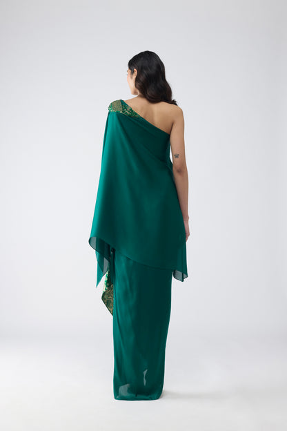 Banarsi Off-Shoulder Cape Set