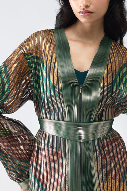 Metallic Fin Print Cape With Short Dress