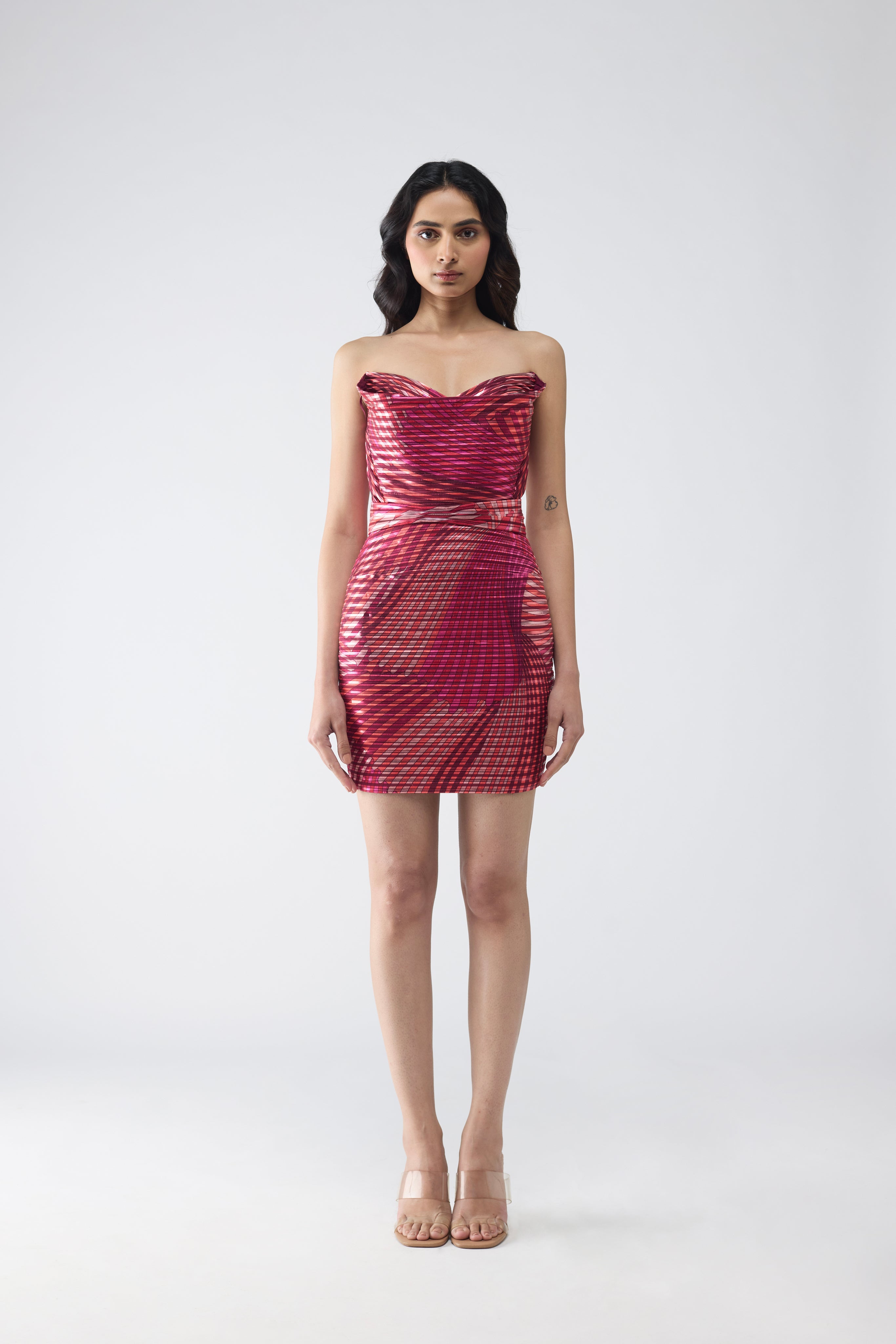 Metallic Fish Fin Short Dress