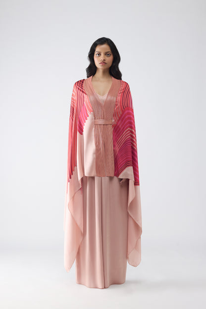 Metallic Fin Printed Cape Set