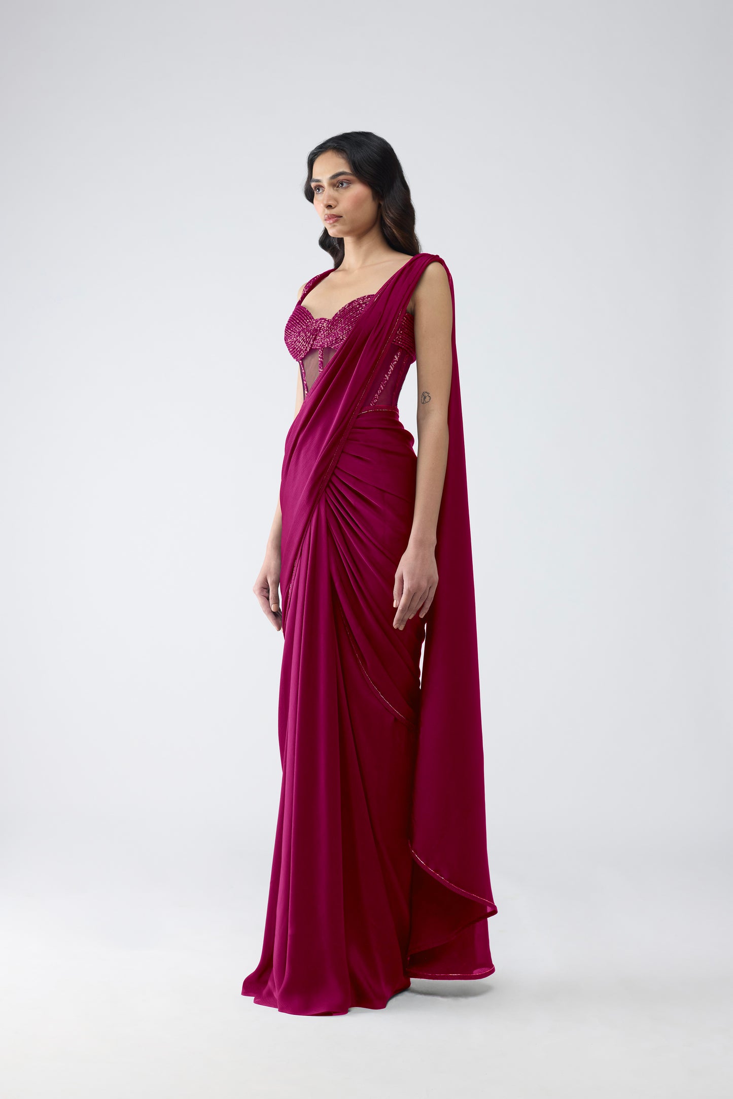 Vintage Banarsi Corset And Draped Saree